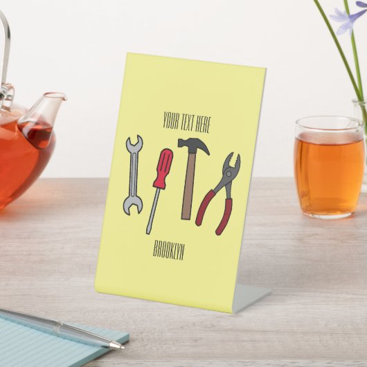 Tekengereedschappen voor cartoon reclamebord met voetstuk (Insitu)