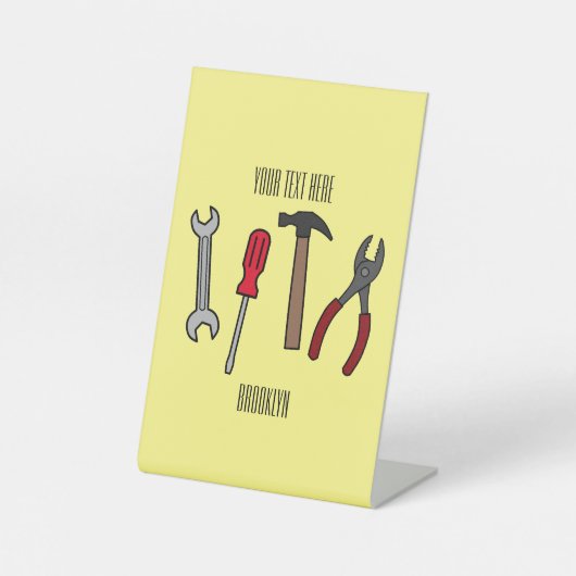 Tekengereedschappen voor cartoon reclamebord met voetstuk (Voorkant)