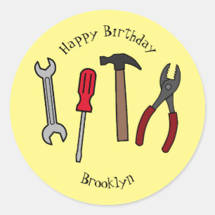 Tekengereedschappen voor cartoon ronde sticker