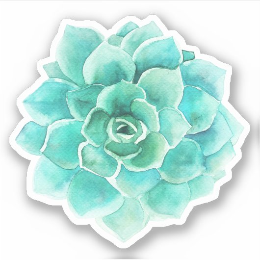 Tekengroene waterverven, cactus, afbeelding sticker (Voorkant)