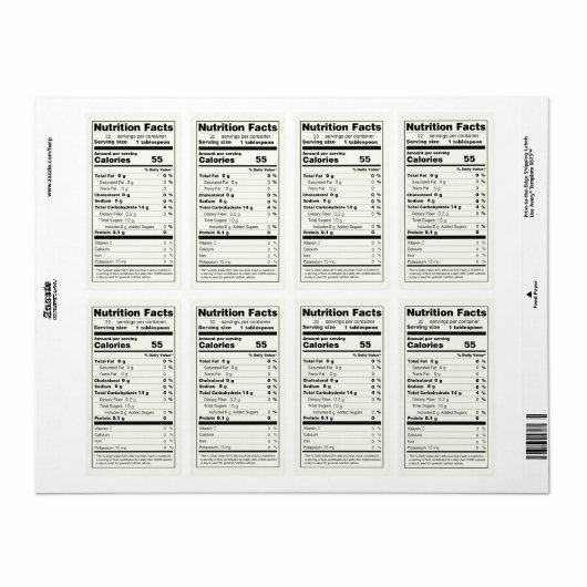 Tekengrootte pot van gelei Voedingsvet Etiket (Full Sheet)