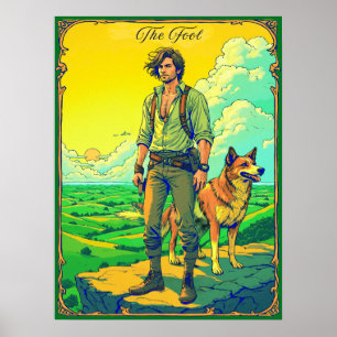Tekenillustratie Tarotkaart, De Dwaas Poster