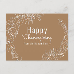 Tekenillustratie van een eikelkrans voor Thanksgiv Briefkaart