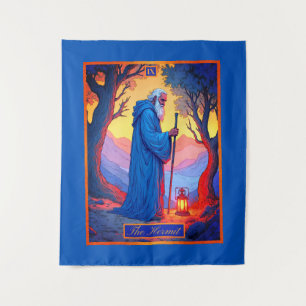 Tekenillustratie van Tarotkaart, De Kluizenaar Wandkleed