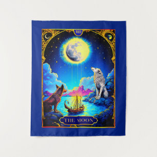 Tekenillustratie van Tarotkaart, De Maan Wandkleed
