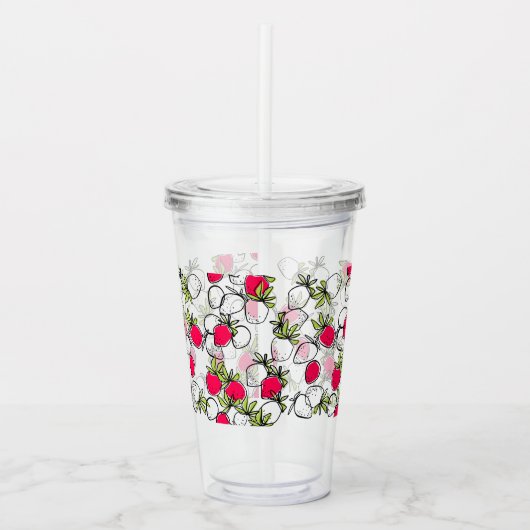 Tekening, aardbei acryl drinkbeker (Voorkant)