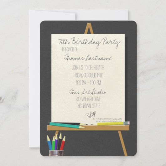 Tekening Art Easel verjaardagsfeestje Kaart (Voorkant)