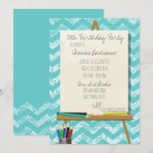 Tekening Art Easel verjaardagsfeestje Kaart (Voorkant / Achterkant)