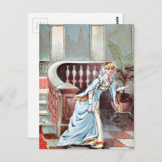  tekening: Assepoester en glazen diasper Briefkaart (Voorkant / Achterkant)