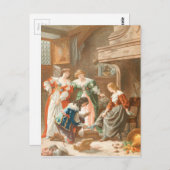  tekening: Assepoester en glazen diasper Briefkaart (Voorkant / Achterkant)