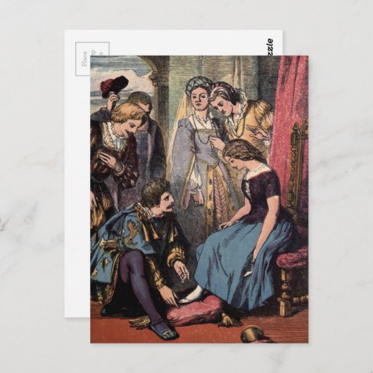  tekening: Assepoester en Prins Briefkaart (Voorkant / Achterkant)