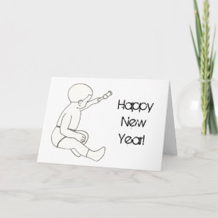 Tekening Baby Holding Hammer Happy New Year Kaarte Feestdagen Kaart