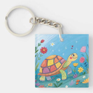 Tekening Baby Schildpad Sleutelhanger