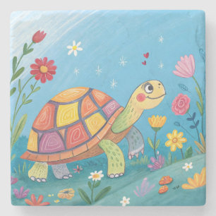 Tekening Baby Schildpad Stenen Onderzetter