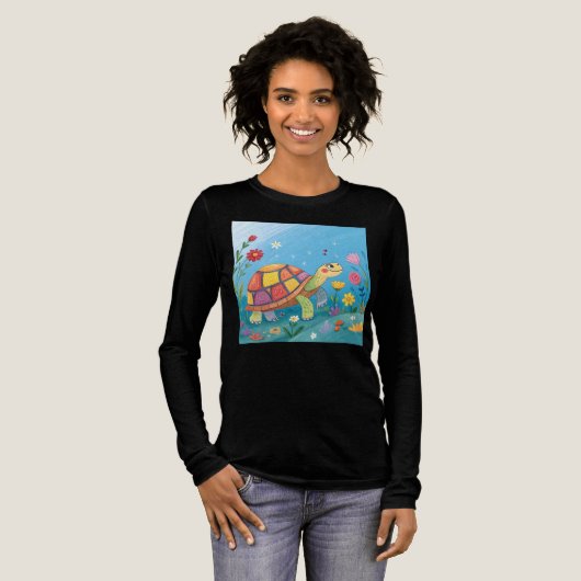 Tekening Baby Schildpad Tri-Blend Shirt (Voorkant)