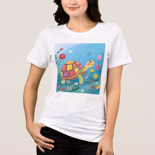 Tekening Baby Schildpad Tri-Blend Shirt (Voorkant)
