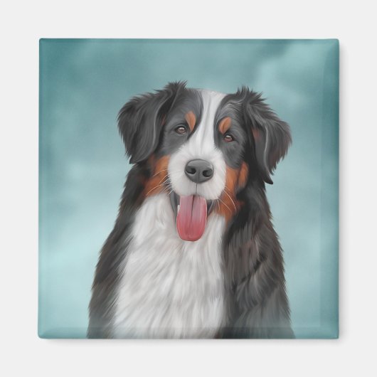 Tekening Bernese Mountain Dog 21 Magneet (Voorkant)