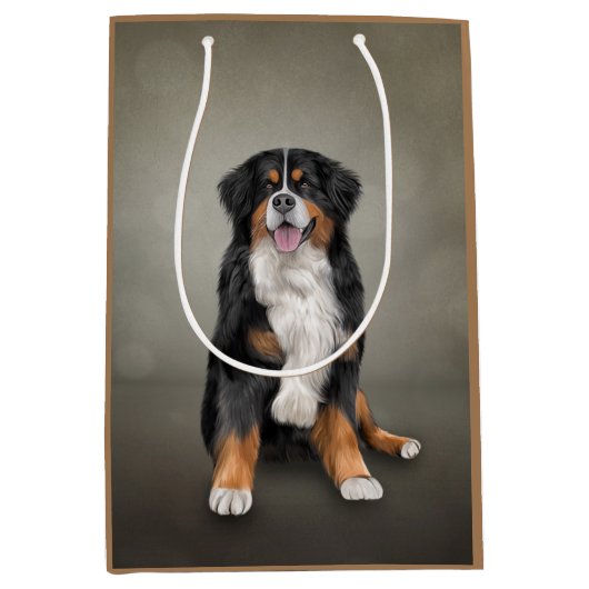 Tekening Bernese Mountain Dog Medium Cadeauzakje (Voorkant)