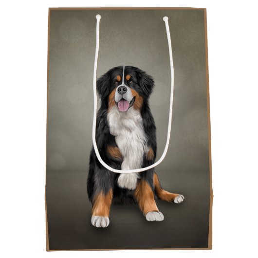 Tekening Bernese Mountain Dog Medium Cadeauzakje (Achterkant)