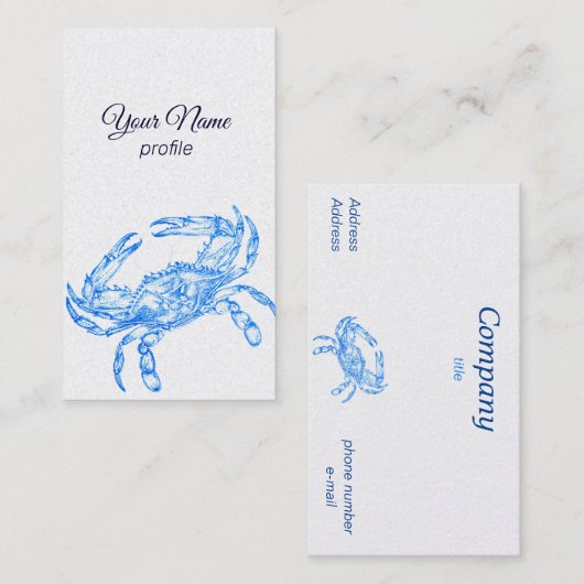  tekening - blauwe krab    - Visitekaartje (Voorkant / Achterkant)