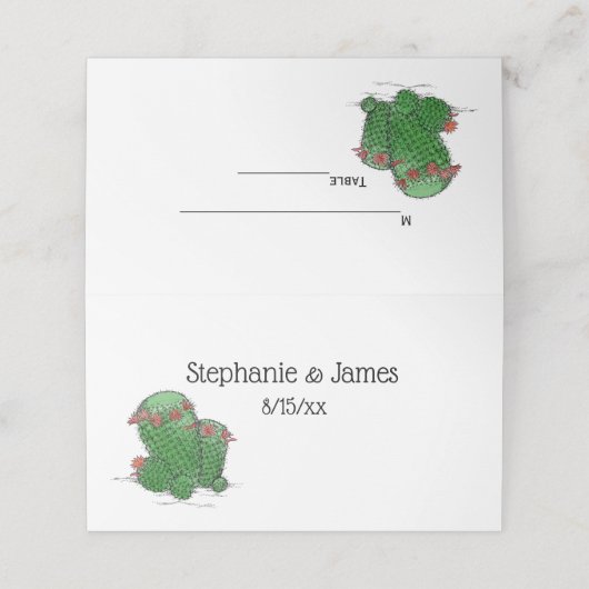  tekening bloeiende cactus plaatskaartje (Buitenkant ongevouwen)