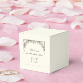 Tekening bloemen ivoor vintage bruiloft bedankdoosjes