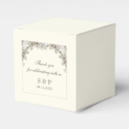 Tekening bloemen ivoor vintage bruiloft bedankdoosjes