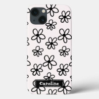 Tekening Bloemen Zwart-wit Persoonlijke telefoon