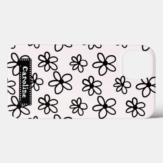 Tekening Bloemen Zwart-wit Persoonlijke telefoon Case-Mate iPhone Case (Achterkant (horizontaal))