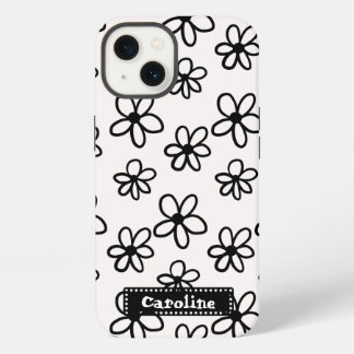 Tekening Bloemen Zwart-wit Persoonlijke telefoon iPhone 13 Hoesje