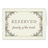 Tekening bloemig ivoor vintage bruiloft gereservee (Voorkant Horizontaal)
