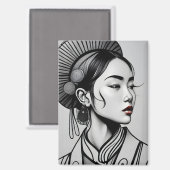 tekening chinees meisje magneet (Voorkant / Achterkant)
