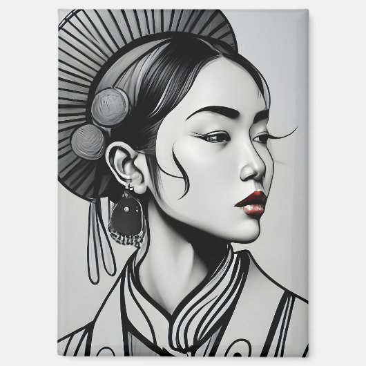 tekening chinees meisje magneet (Voorkant)