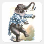  tekening: Circus Elephant Vierkante Sticker (Voorkant)