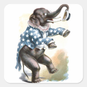  tekening: Circus Elephant Vierkante Sticker