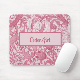 Tekening coder Girl Pink Floral aanpassen Muismat