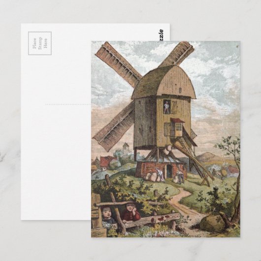 tekening: De oude Mill Briefkaart (Voorkant / Achterkant)