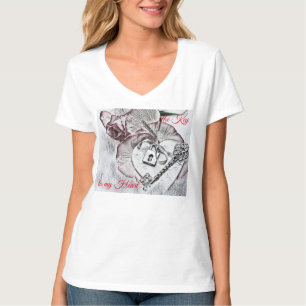 tekening "De sleutel tot mijn hart" tekst T-shirt