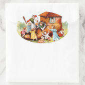  tekening: de vrouw die in een schoen woont ovale sticker (Tas)