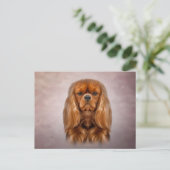 Tekening Dog Cavalier King Charles Spaniel Briefkaart (Staand voorkant)