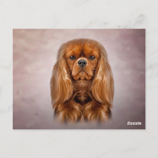 Tekening Dog Cavalier King Charles Spaniel Briefkaart (Achterkant)