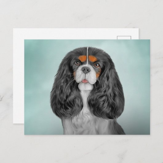 Tekening Dog Cavalier King Charles Spaniel Briefkaart (Voorkant / Achterkant)