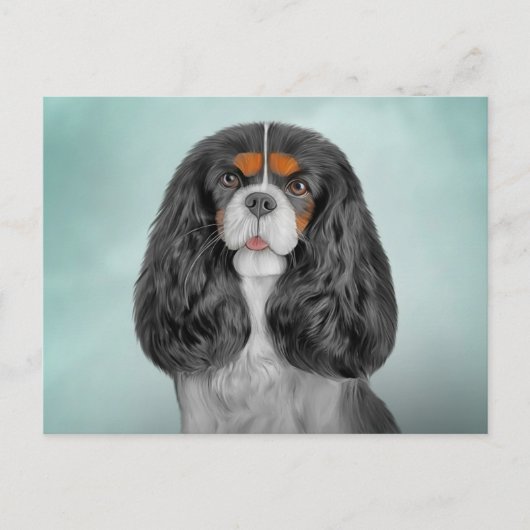 Tekening Dog Cavalier King Charles Spaniel Briefkaart (Voorkant)