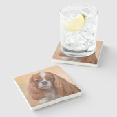 Tekening Dog Cavalier King Charles Spaniel Stenen Onderzetter (Zijkant)