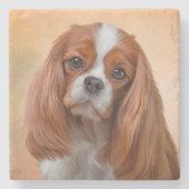 Tekening Dog Cavalier King Charles Spaniel Stenen Onderzetter (Voorkant)