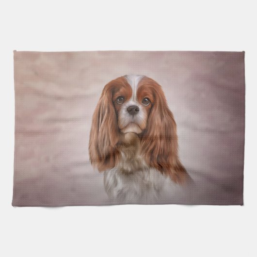 Tekening Dog Cavalier King Charles Spaniel Theedoek (Horizontaal)