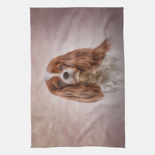 Tekening Dog Cavalier King Charles Spaniel Theedoek (Verticaal)