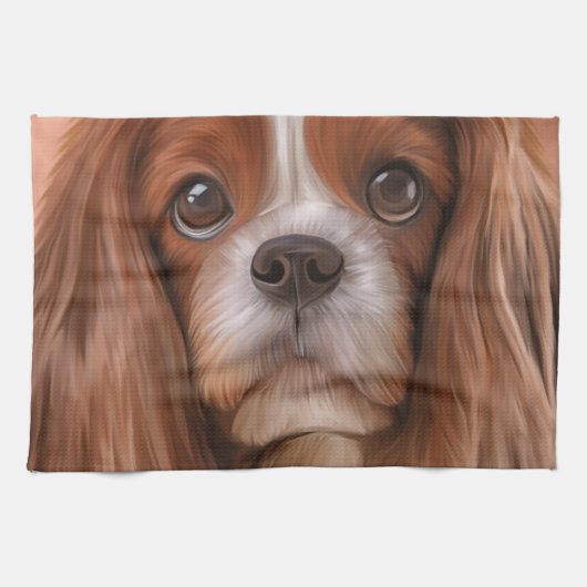 Tekening Dog Cavalier King Charles Spaniel Theedoek (Horizontaal)
