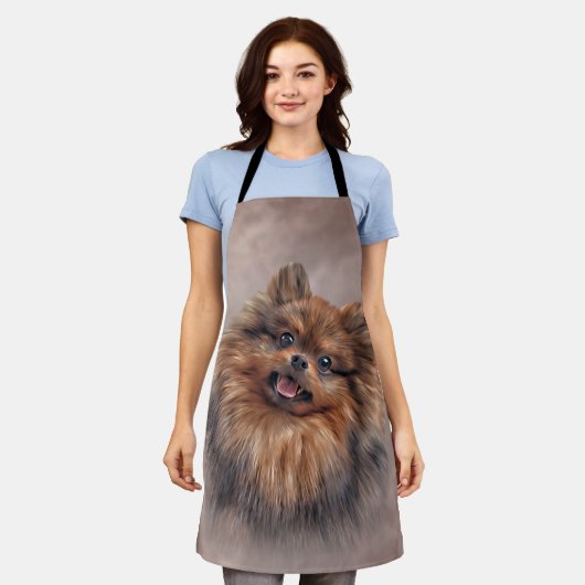 Tekening Dog Pommeren Spitz Fleece Blanket Schort (Gedragen)