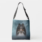 Tekening Dog Shetland Sheepdog, Sheltie Crossbody Tas (Achterkant)
